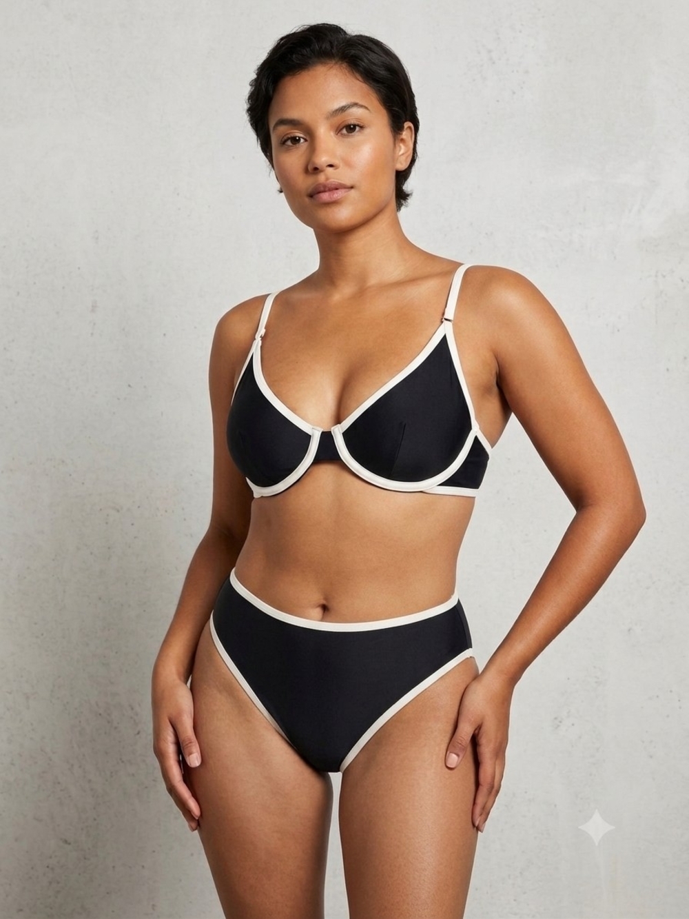 Salt + Cove Black Bikini Black with Cream Trim